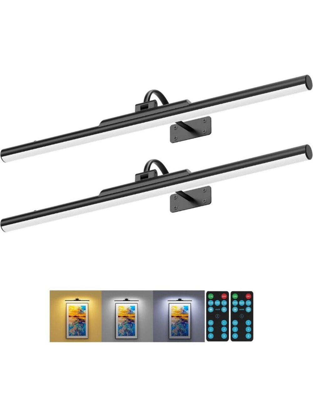 2Pack Picture Light for Wall Wireless Art Light 24in Black